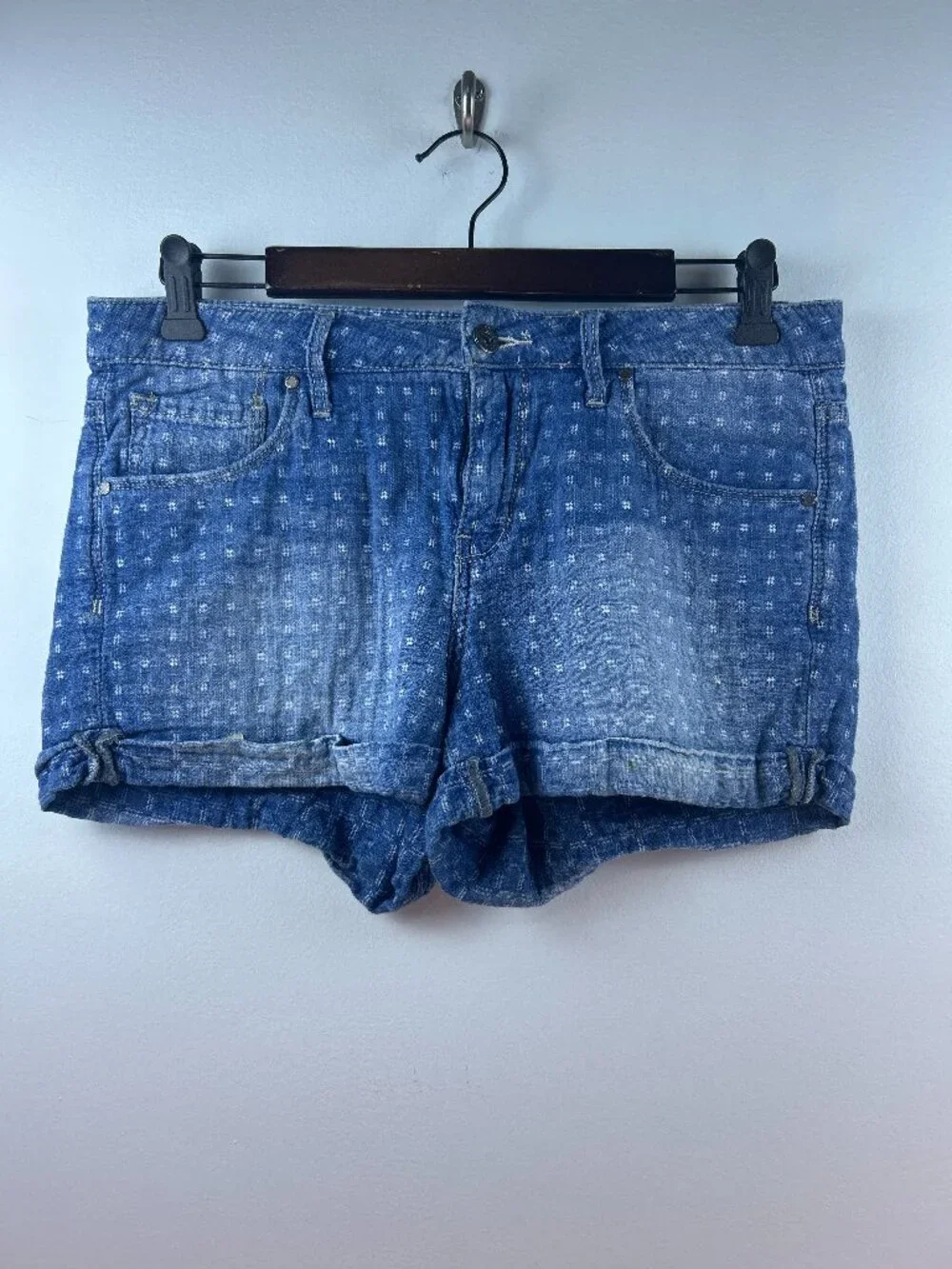 Melrose and Market Denim Shorts Relaxed Fit Blue Dot Print Size 27